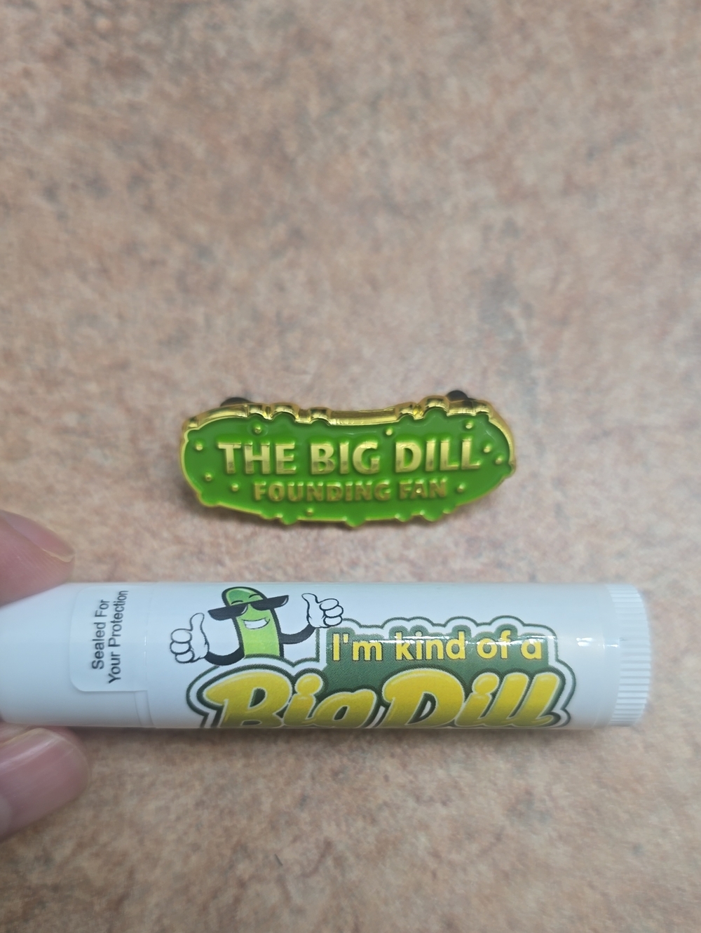 Green "The Big Dill" Pin & Lip Balm Set - Unbranded